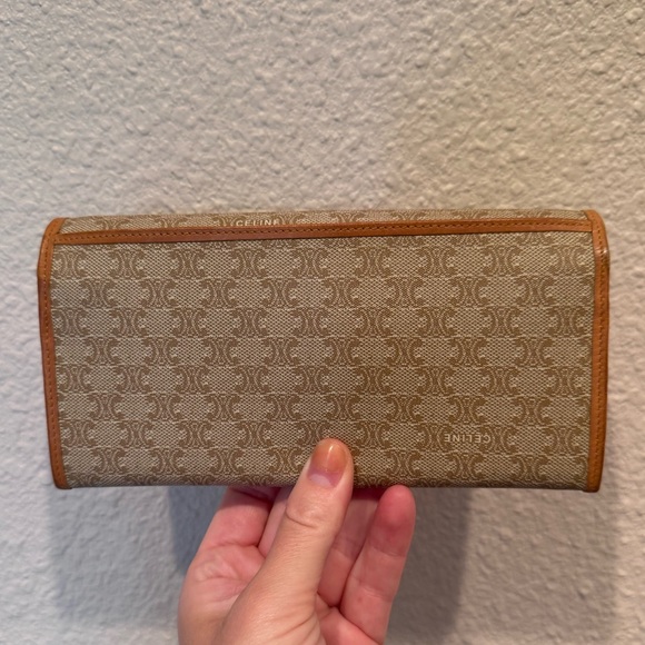 Celine long wallet macadam beige PVC x leather Authentic bifold canvas tan cream - Picture 5 of 5